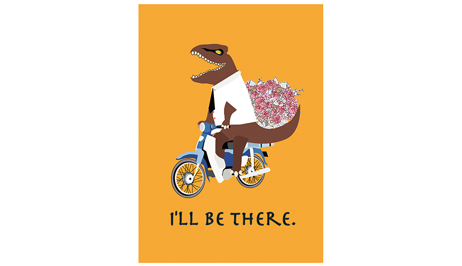 今行くよ、恐竜、花束、バラ、自転車